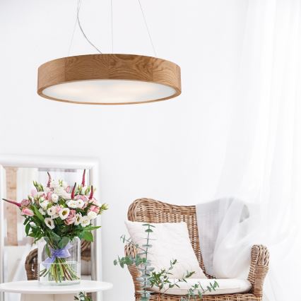 Brilagi - LED Hängeleuchte an Seil CARVALHO 3xE27/60W/230V Eiche Ø 47,5 cm