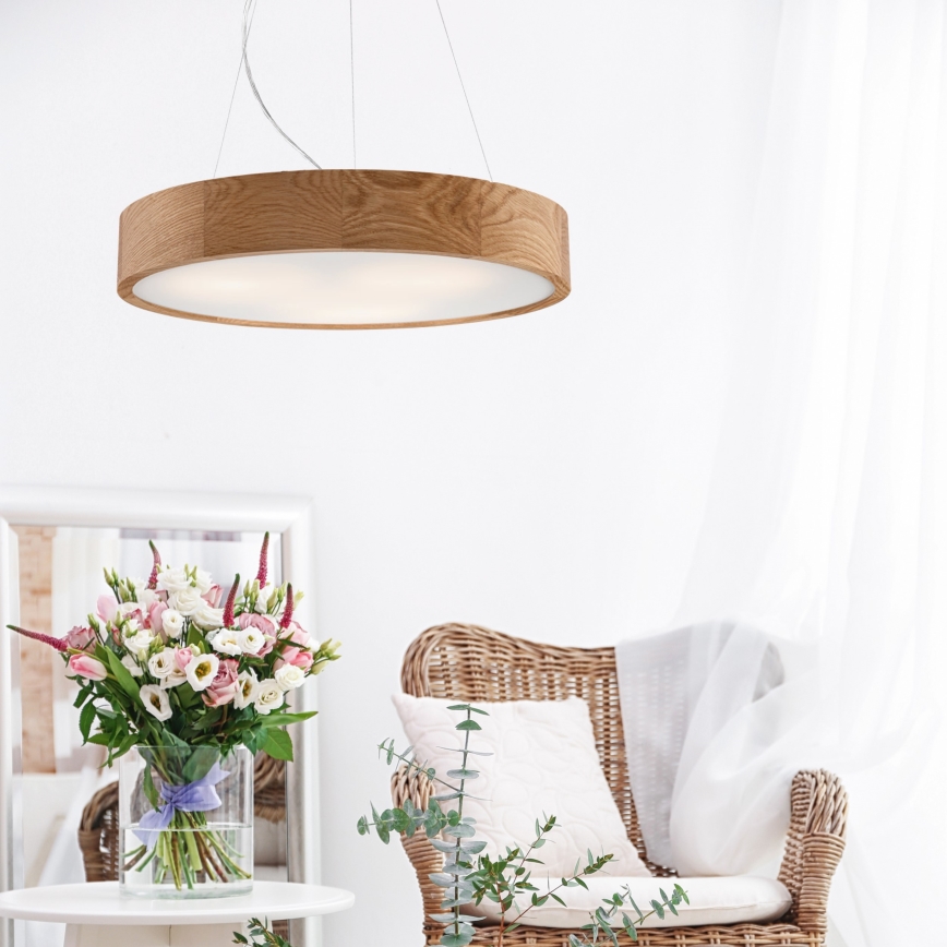 Brilagi - LED Hängeleuchte an Seil CARVALHO 3xE27/60W/230V Eiche Ø 47,5 cm