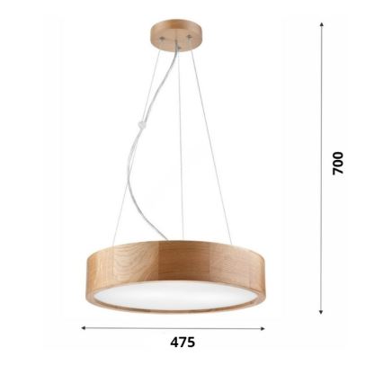 Brilagi - LED Hängeleuchte an Seil CARVALHO 3xE27/60W/230V Eiche Ø 47,5 cm