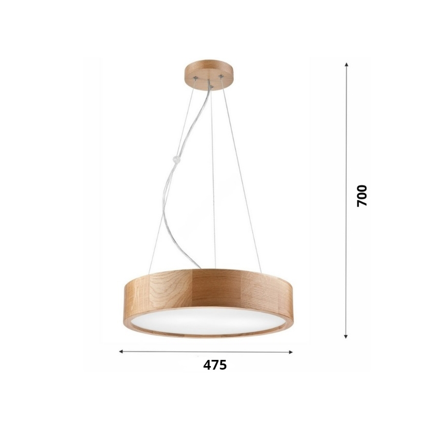 Brilagi - LED Hängeleuchte an Seil CARVALHO 3xE27/60W/230V Eiche Ø 47,5 cm