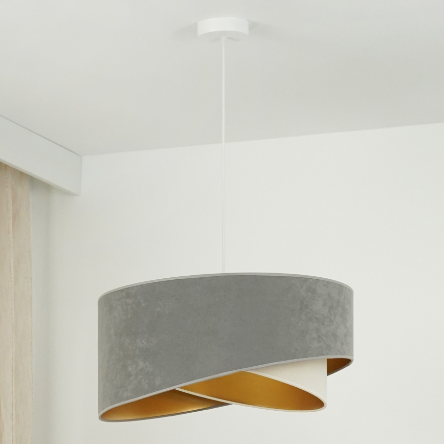 Brilagi - LED-Hängeleuchte LYRA 1xE27/15W/230V grau/cremefarben/golden
