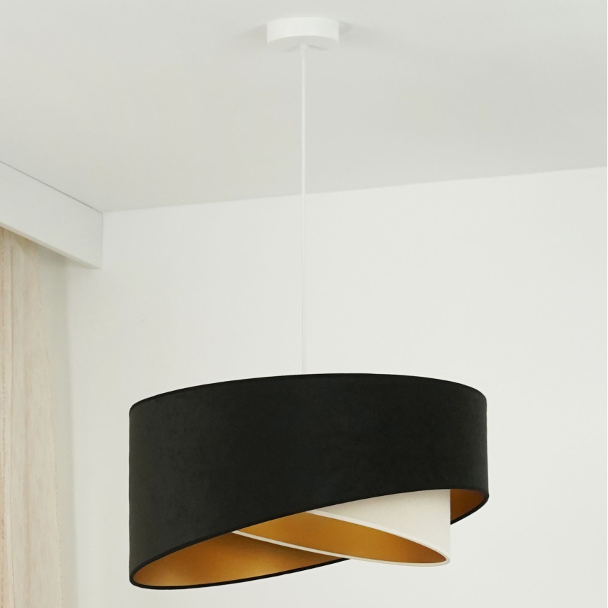Brilagi - LED-Hängeleuchte LYRA 1xE27/15W/230V schwarz/cremefarben/golden