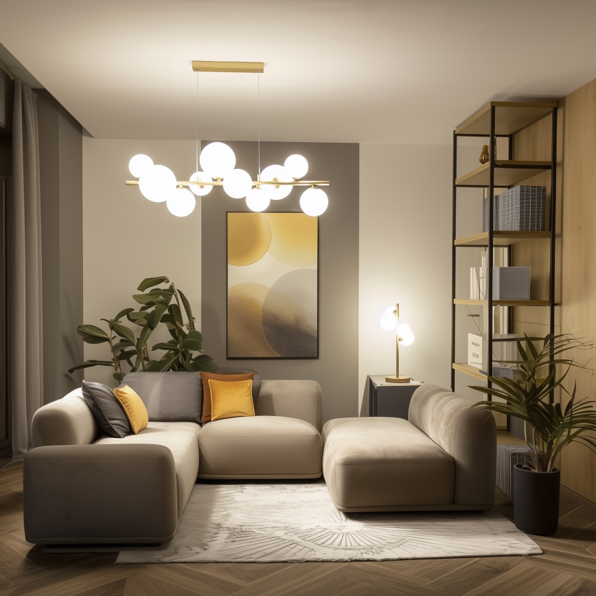 Brilagi - LED-Hängeleuchte MILLA 10xG9/3W/230V golden/weiß