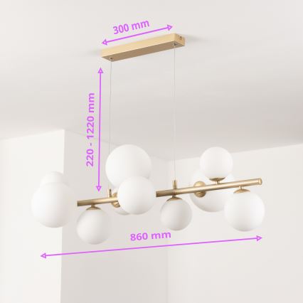 Brilagi - LED-Hängeleuchte MILLA 10xG9/3W/230V golden/weiß