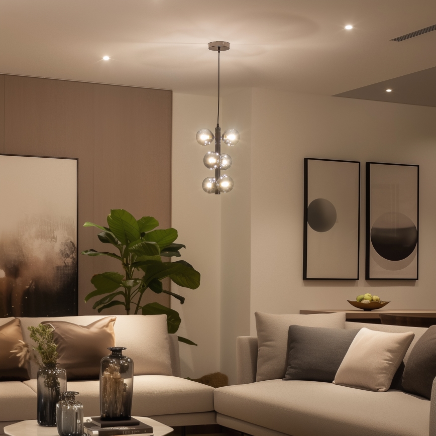 Brilagi - LED-Hängeleuchte MILLA 6xG9/3W/230V glänzendes Chrom/rauchig