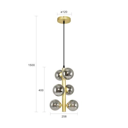 Brilagi - LED-Hängeleuchte MILLA 6xG9/3W/230V golden/rauchig