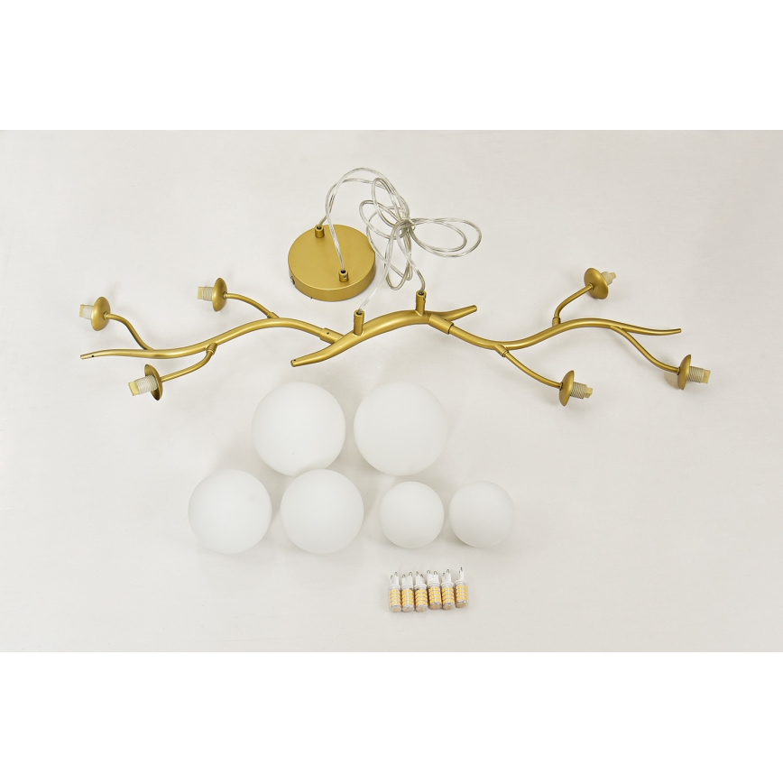 Brilagi - LED-Hängeleuchte MISTEL 6xG9/3W/230V golden/weiß
