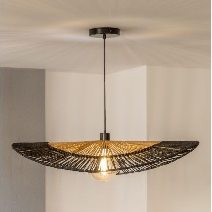 Brilagi - LED-Hängeleuchte mit Kabelaufhängung CERIA BOHO 1xE27/40W/230V Ø 80 cm schwarz/braun
