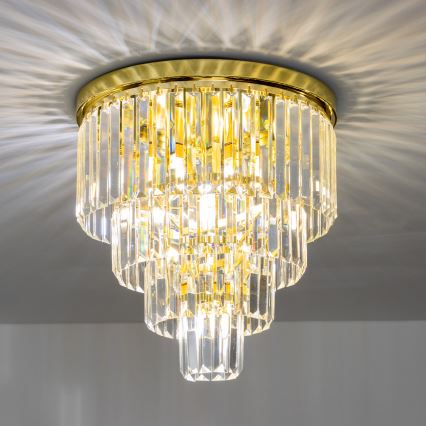 Brilagi - LED Kristall-Deckenleuchte MOZART 5xE14/40W/230V golden