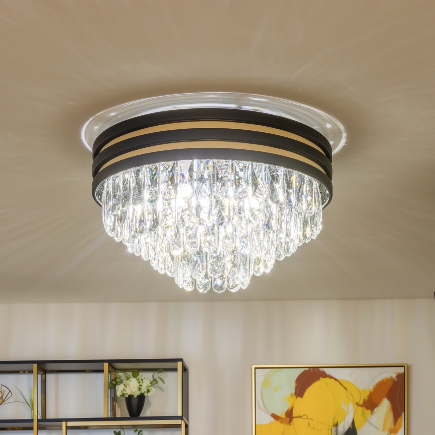 Brilagi - LED Kristall-Deckenleuchte VELURE 5xE14/40W/230V schwarz