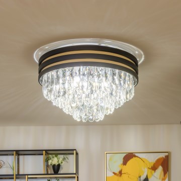 Brilagi - LED-Kristall-Deckenleuchte VELURE 5xE14/40W/230V Ø 46 cm schwarz