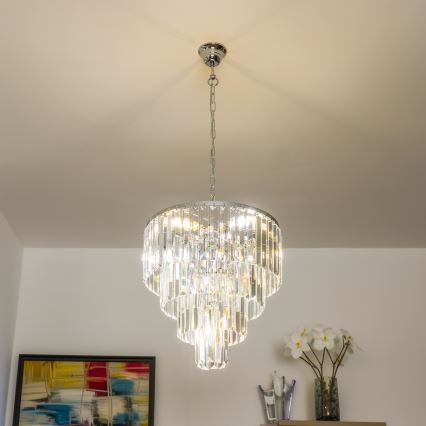 Brilagi - LED Kristall-Kronleuchter an Kette MOZART 5xE14/40W/230V glänzendes Chrom