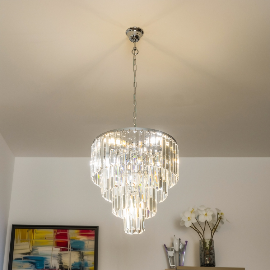 Brilagi - LED Kristall-Kronleuchter an Kette MOZART 5xE14/40W/230V glänzendes Chrom