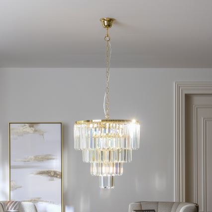Brilagi - LED Kristall-Kronleuchter an Kette MOZART 5xE14/40W/230V golden