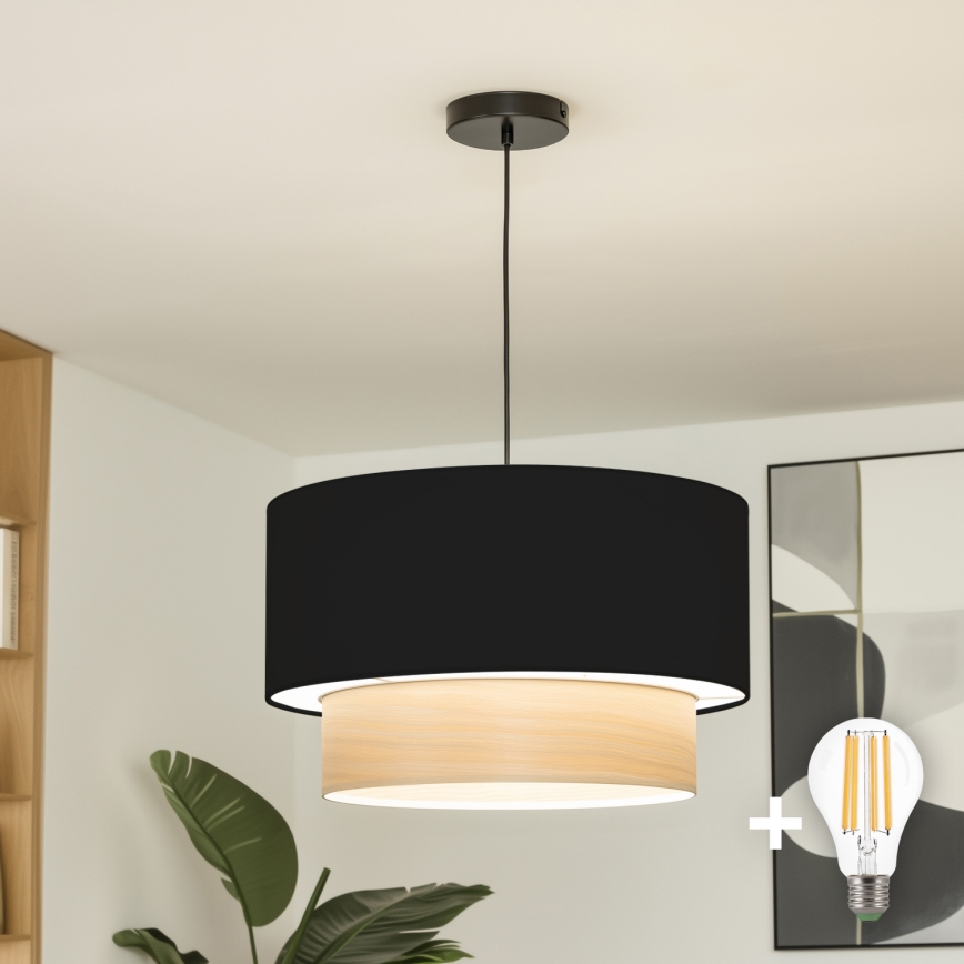 Brilagi - LED-Pendelleuchte an Kabel CERIA 1xE27/40W/230V Ø 50 cm schwarz/beige