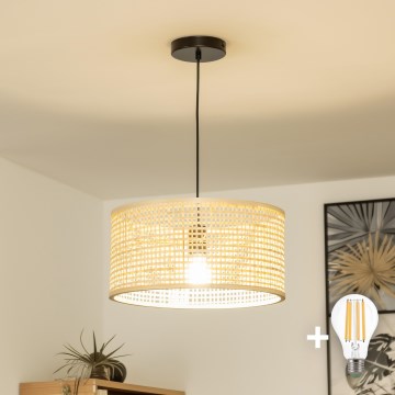Brilagi - LED-Pendelleuchte an Kabel CERIA BOHO 1xE27/40W/230V Ø 25 cm Bambus