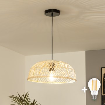 Brilagi - LED-Pendelleuchte an Kabel CERIA BOHO 1xE27/40W/230V Ø 40 cm Rattan