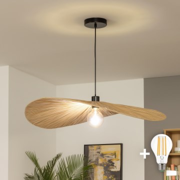 Brilagi - LED-Pendelleuchte CERIA BOHO, 1xE27/40W/230V, Ø 80 cm, Raffia