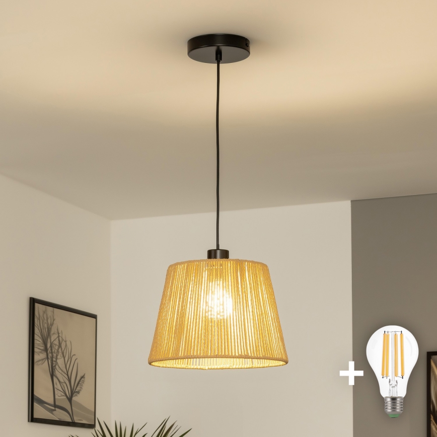 Brilagi - LED-Pendelleuchte CERIA BOHO an Kabel 1xE27/40W/230V Ø 28 cm, braun