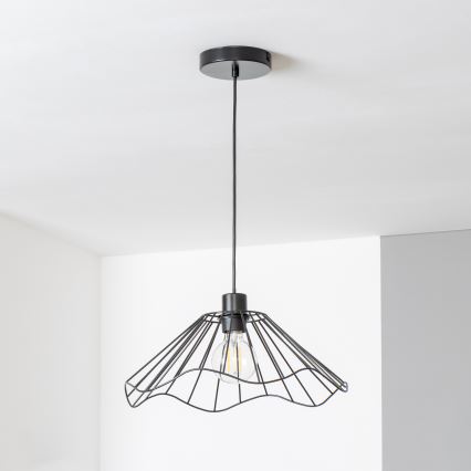 Brilagi - LED-Pendelleuchte CERIA WIRE mit Seilaufhängung, 1x E27/40W/230V, Ø 40 cm, schwarz