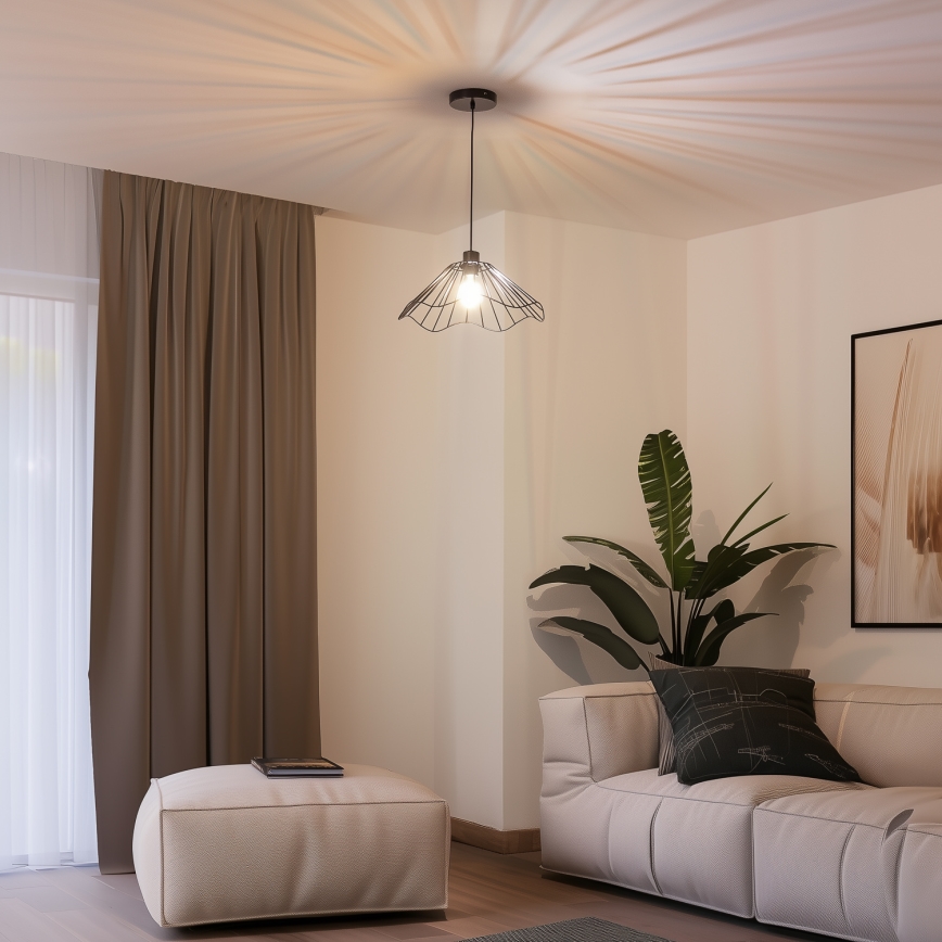 Brilagi - LED-Pendelleuchte CERIA WIRE mit Seilaufhängung, 1x E27/40W/230V, Ø 40 cm, schwarz