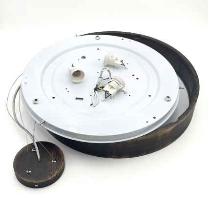 Brilagi - LED-Pendelleuchte mit Seilaufhängung CARVALHO SMOKEY 3xE27/60W/230V Eiche Ø 47,5 cm