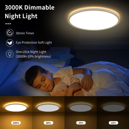Brilagi - LED RGBW dimmbares Deckenleuchte ULTRA SLIM LED/18W/230V 2700-6500K Ø 30 cm weiß + Fernbedienung