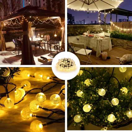 Brilagi - LED Solar-Dekorationskette BUBBLE 100xLED/8 Funktionen 10m IP65 warmweiß 600 mAh
