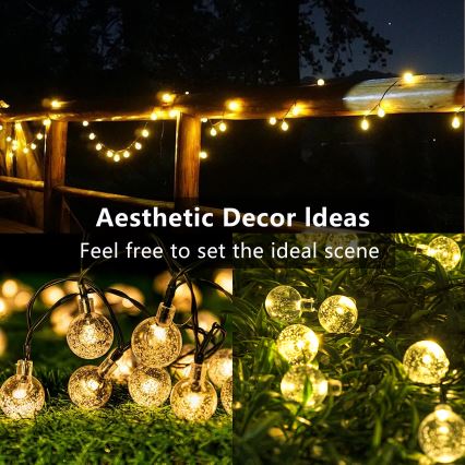Brilagi - Solar-LED-Lichterkette BUBBLE 50xLED/8 Funktionen 7m IP65 warmweiß 600 mAh