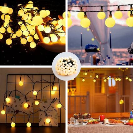 Brilagi - LED-Solar-Lichterkette BUBBLE, 200 LEDs, 8 Funktionen, 20 m, IP65, warmweiß, 800 mAh
