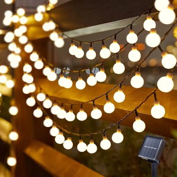 Brilagi - LED-Solar-Lichterkette BUBBLE, 200 LEDs, 8 Funktionen, 20 m, IP65, warmweiß, 800 mAh