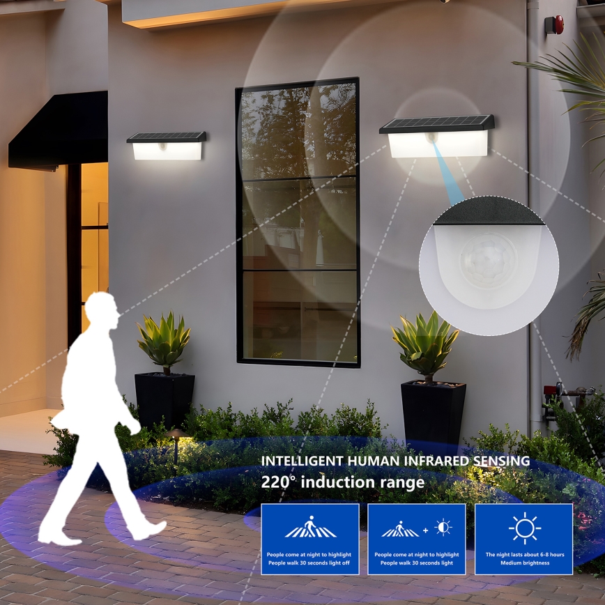 Brilagi - LED-Solarwandleuchte mit Sensor SONNE RAY LED/6W/3,7V 2200 mAh IP44