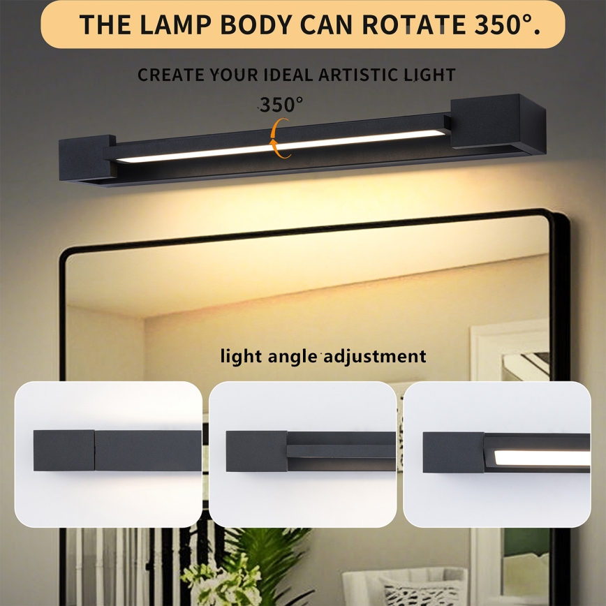 Brilagi - LED-Badezimmer-Spiegelleuchte AQUA LINE LED/12W/230V 45 cm IP44 schwarz CRI 90