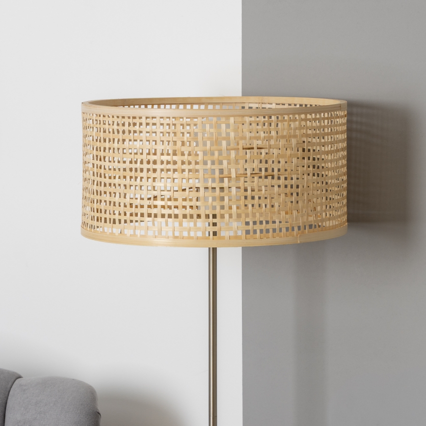 Brilagi - LED Stehlampe CERIA 1x E27/40W/230V Ø 25 cm Bambus/mattes Chrom