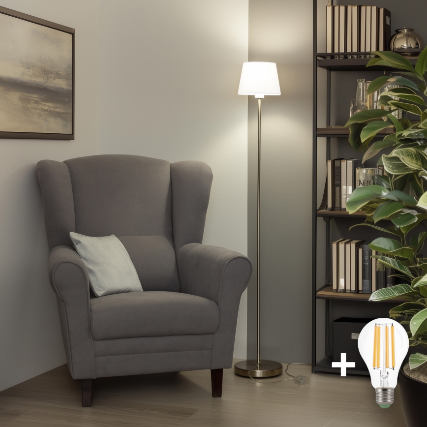 Brilagi - LED-Stehlampe CERIA 1xE27/40W/230V Ø 20,5 cm weiß/mattchrom