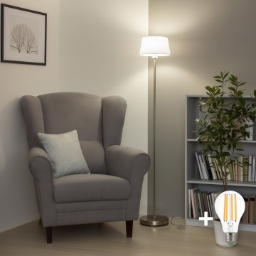 Brilagi - LED Stehlampe CERIA 1xE27/40W/230V Ø 25 cm weiß/mattchrom