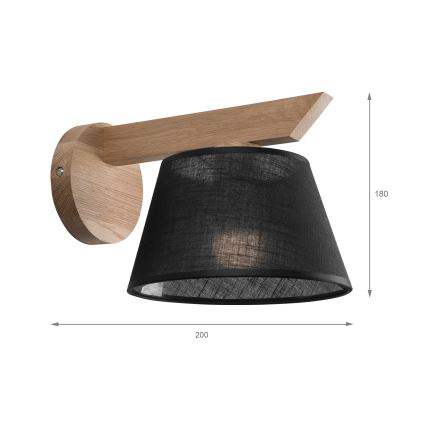 Brilagi - LED  Wandleuchte ANTHONY 1xE14/40W/230V Eiche/schwarz