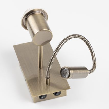 Brilagi - Flexible LED-Wandleuchte NUBILA 1xE27/25W/230V + LED/3W Messing/hellbraun