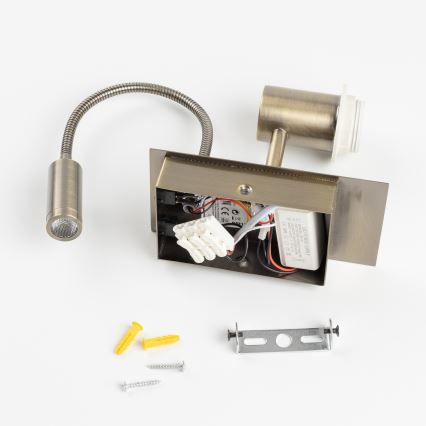 Brilagi - Flexible LED-Wandleuchte NUBILA 1xE27/25W/230V + LED/3W Messing/hellbraun