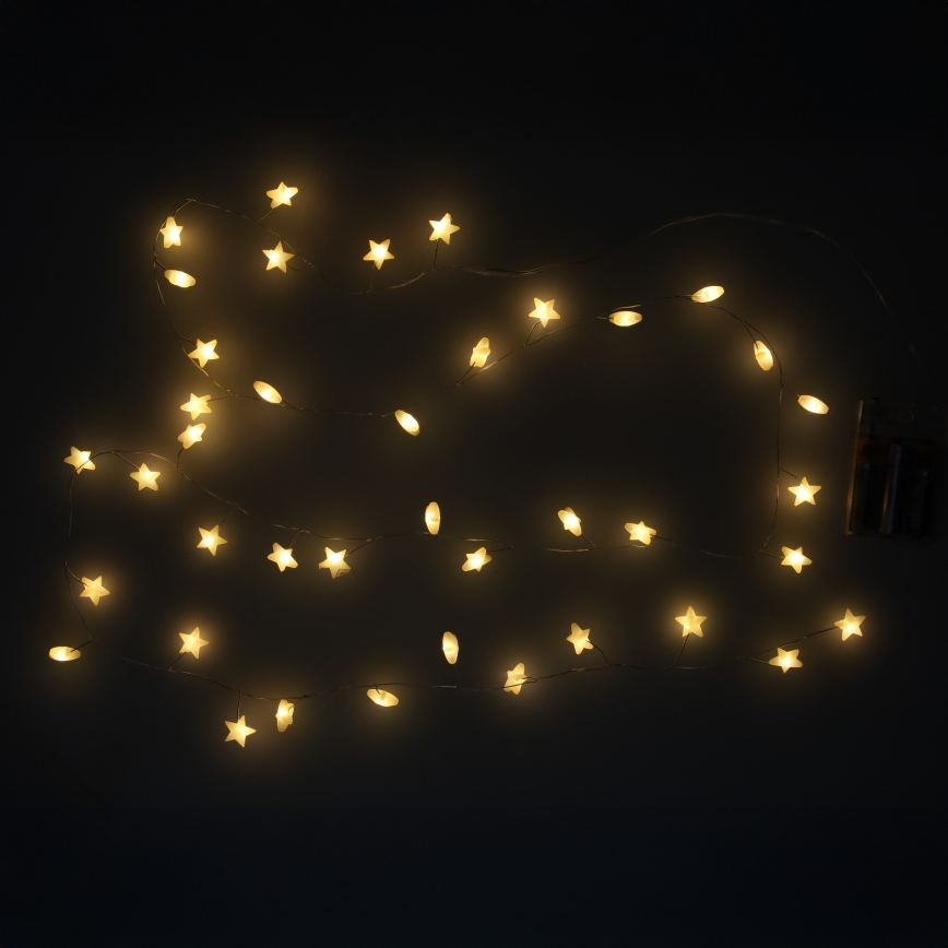 Brilagi - LED-Weihnachtslichterkette 40xLED/3xAA 1,8m warmweiß Sterne