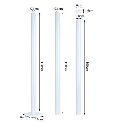 Brilagi - Metallstab für Außenbeleuchtungspfosten URBAN 3 m Mast Ø 58 mm weiß