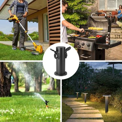 Brilagi - Outdoor-Steckdosensäule PILLAR 2Z SCHUKO 230V IP44 schwarz