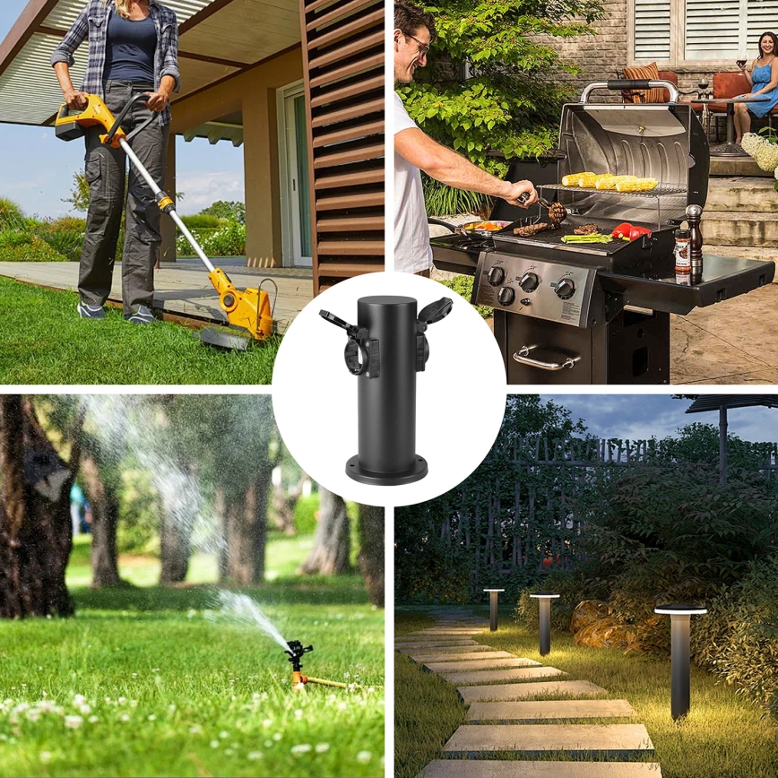 Brilagi - Outdoor-Steckdosensäule PILLAR 2Z SCHUKO 230V IP44 schwarz