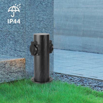 Brilagi - Outdoor-Steckdosensäule PILLAR 2Z SCHUKO 230V IP44 schwarz