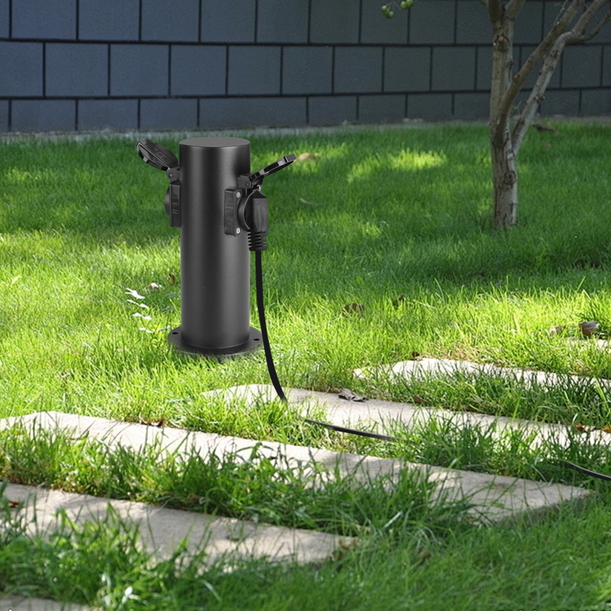 Brilagi - Outdoor-Steckdosensäule PILLAR 2Z SCHUKO 230V IP44 schwarz