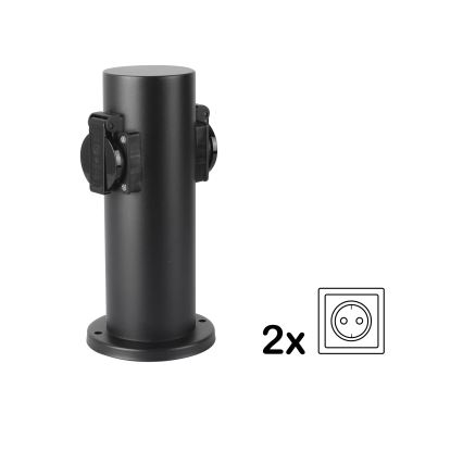Brilagi - Outdoor-Steckdosensäule PILLAR 2Z SCHUKO 230V IP44 schwarz