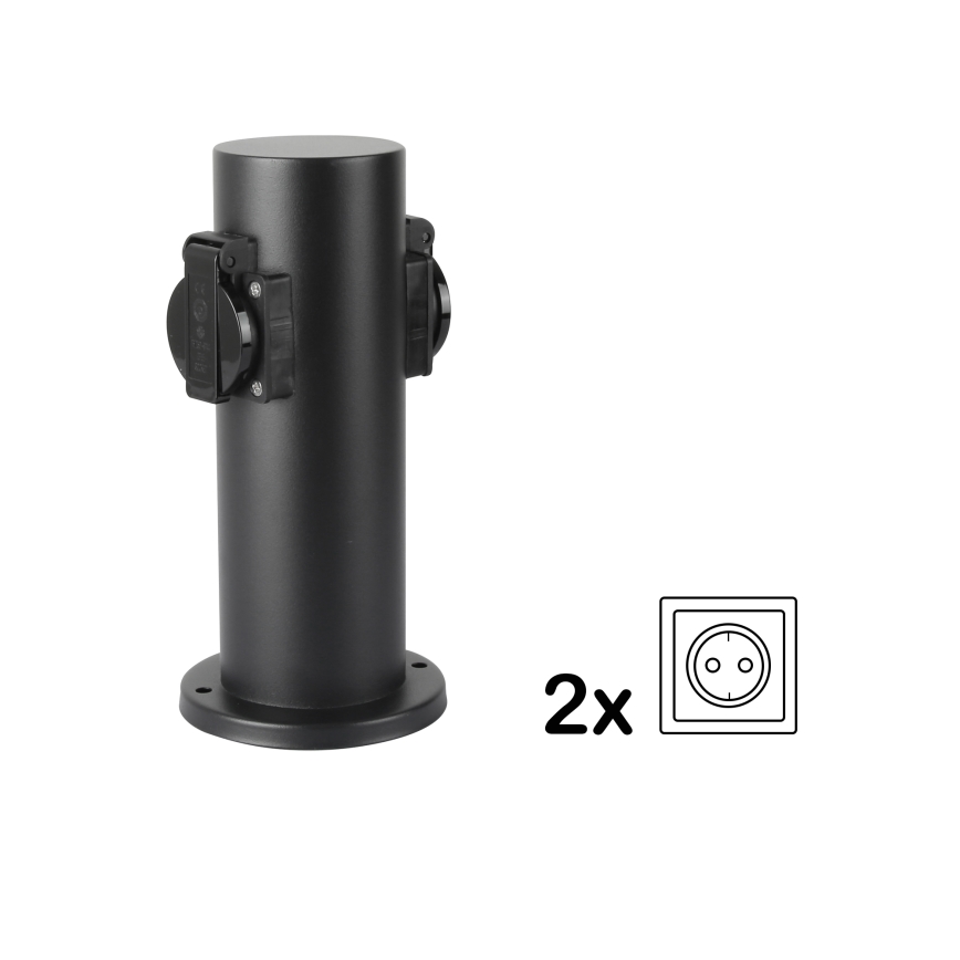 Brilagi - Outdoor-Steckdosensäule PILLAR 2Z SCHUKO 230V IP44 schwarz