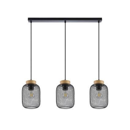 Brilagi - Pendelleuchte an Kabel BASKLITE 3xE27/15W/230V Gummibaumholz/schwarz