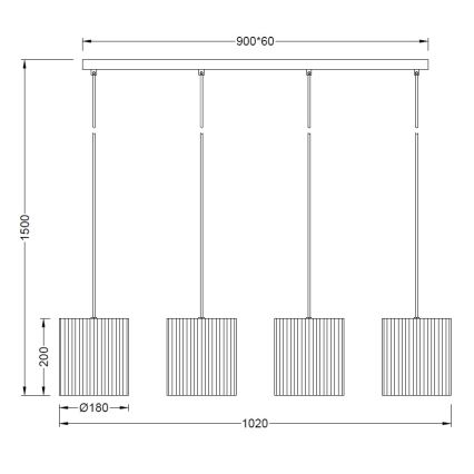 Brilagi - Pendelleuchte an Kabel NORDIC WAVE 4xE27/15W/230V Leinen/Schwarz