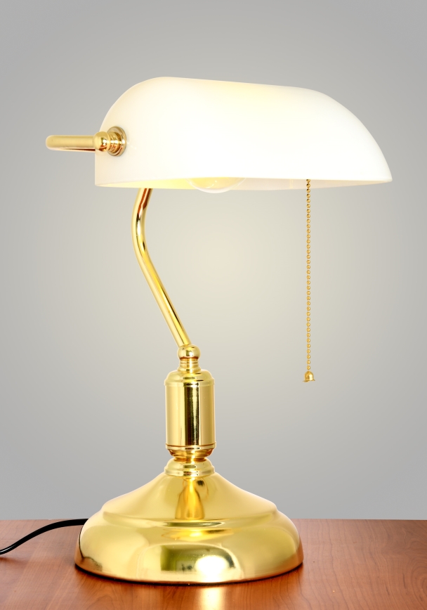 Brilagi - Schreibtischlampe BANK OFFICE 1xE27/60W/230V gold/weiß